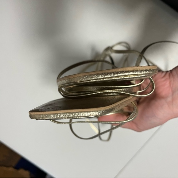 Dolce Vita Malabo Platinum Gold Metallic Leather Strappy Heels Shoes Size 9 - Picture 7 of 9